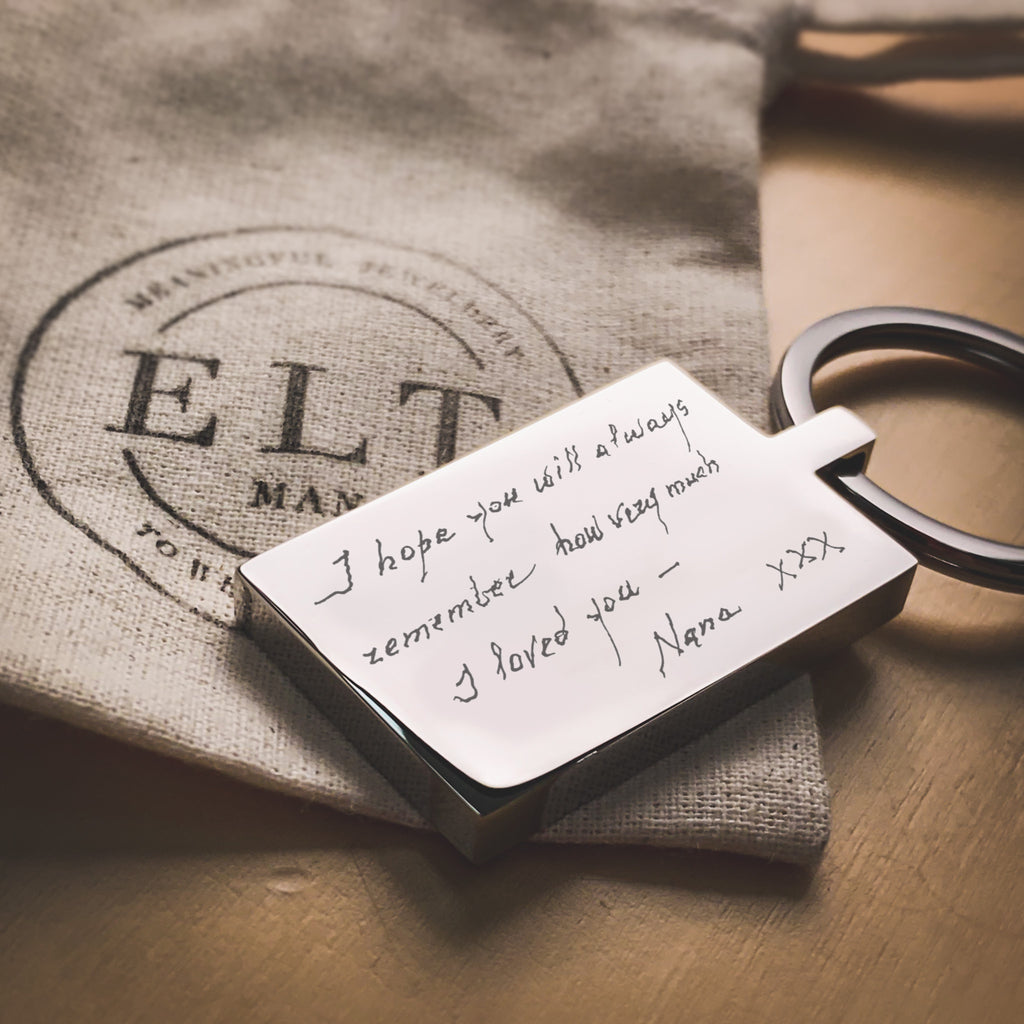 Handwriting Keychain solid high quality silver made from your actual handwriting or drawing